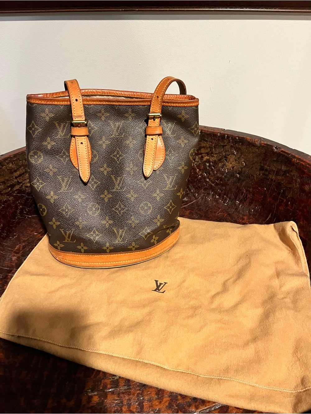 Louis Vuitton Monogram Canvas Bucket Bag with Vachetta Trim